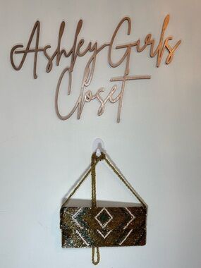 Expressions Beaded Crossbody Bag in Gold, Green, Brown